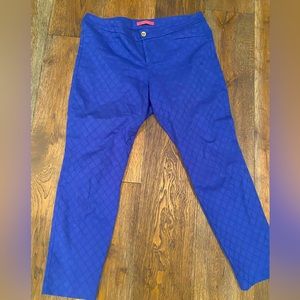 COPY - LILLY PULITZER blue Kelly jacquard pattern skinny ankle pants EUC 14